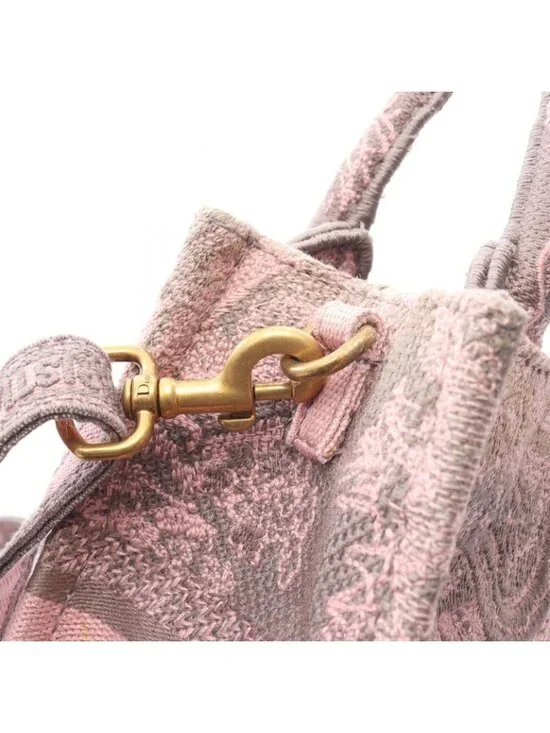 Dior Handbag Book Tote Mini Pink Gray Canvas Vertical - Picture 8 of 8